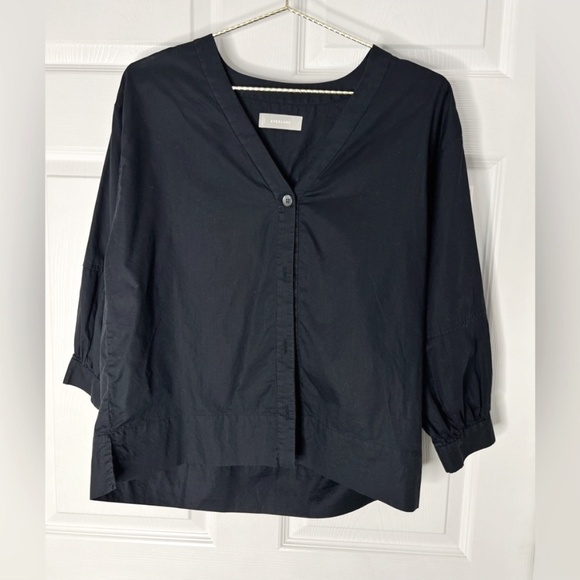 Everlane Tops - Everlane Cotton 3/4 Sleeve Button Down Black Top SZ 10 Everlane